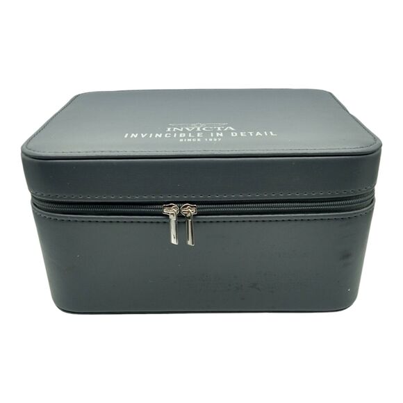 Invicta Gray Double Watch Travel Case 4 Slot Zip Holder Pre-Owned - Picture 3 of 9